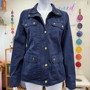 J. Crew Navy Utility Jacket with Gold Buttons